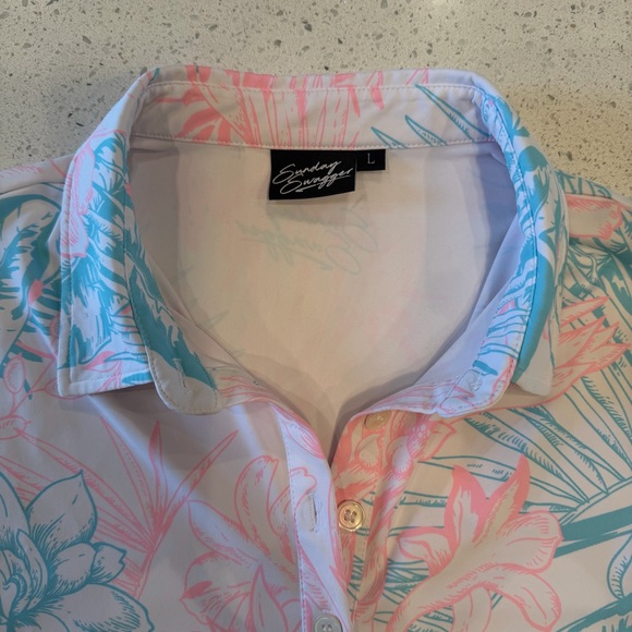 Sunday Swagger Tropical Golf Polo Sleeveless Tank Blue Pink White Size Large - Picture 5 of 9
